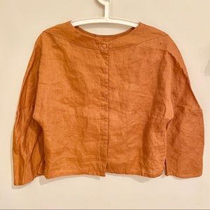 Linen cropped blouse